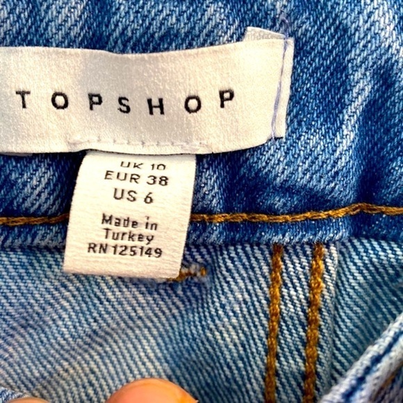 Women’s TopShop Distressed Blue Jean Skirt Size 6 - Picture 4 of 6